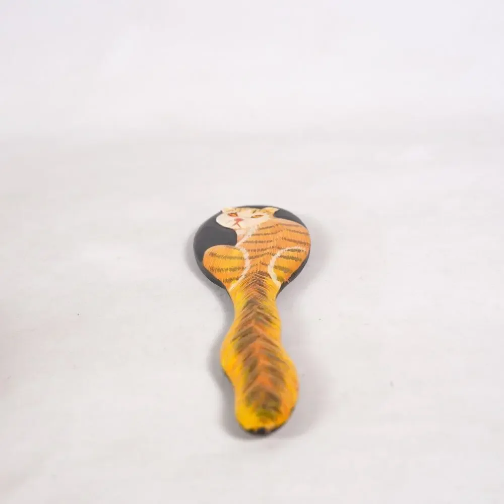 Hand Painted Kitty Cat Beauty Hand Mirror Feline Kitten Art Decor Decoration
